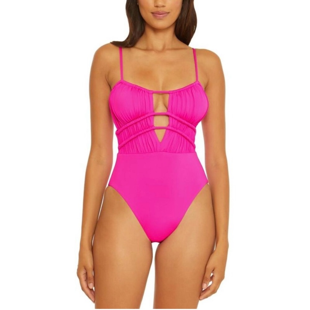 Becca by Rebecca Virtue Womens Santorini 1PC Pink One-Piece Swimsuit NWT